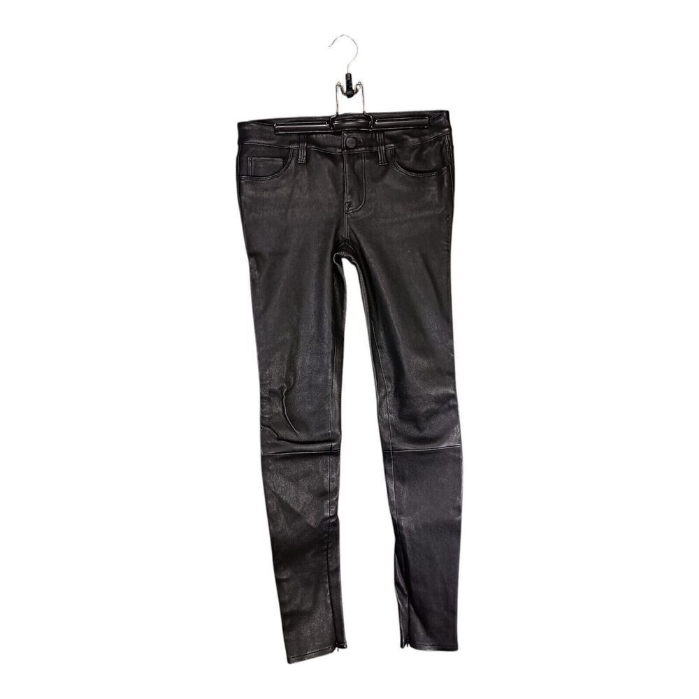 GENETIC Shya Geniune Leather Pants Skinny Ankle Zip Black Women's 25